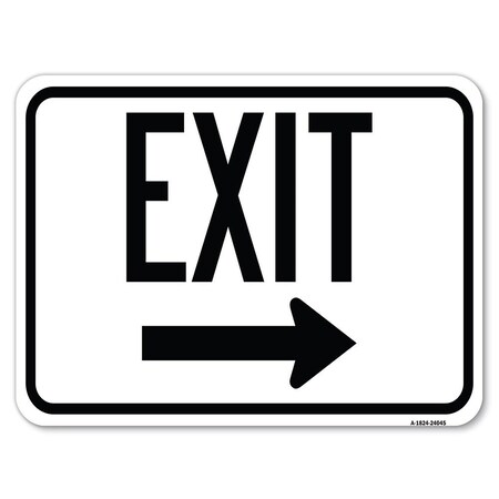 Signmission Exit With Right Arrow 3 Heavy-Gauge Aluminum Rust Proof Parking Sign, 18" H, 24" L, A-1824-24045 A-1824-24045